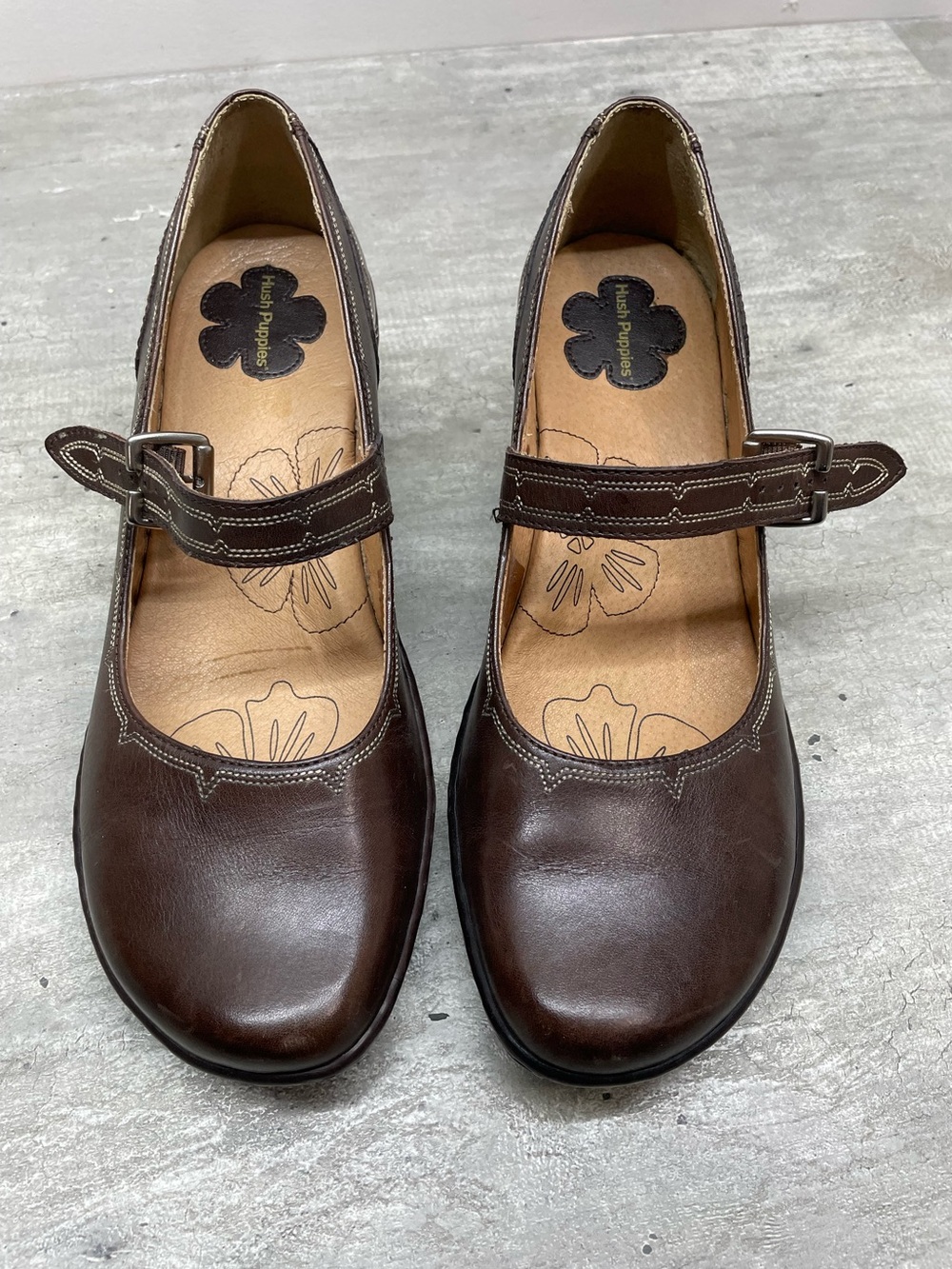 Hush Puppies Women's Dark Brown Mary Jane Flats with Strap